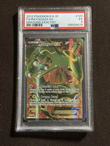 Pokémon Rayquaza EX Full Art Ultra Rare Holo Dragons Exalted 123/124 PSA 5 2012
