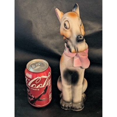 Vintage Porzellan-Dekanter Whiskey Flasche Pinke Schleife Stopfer 1950er