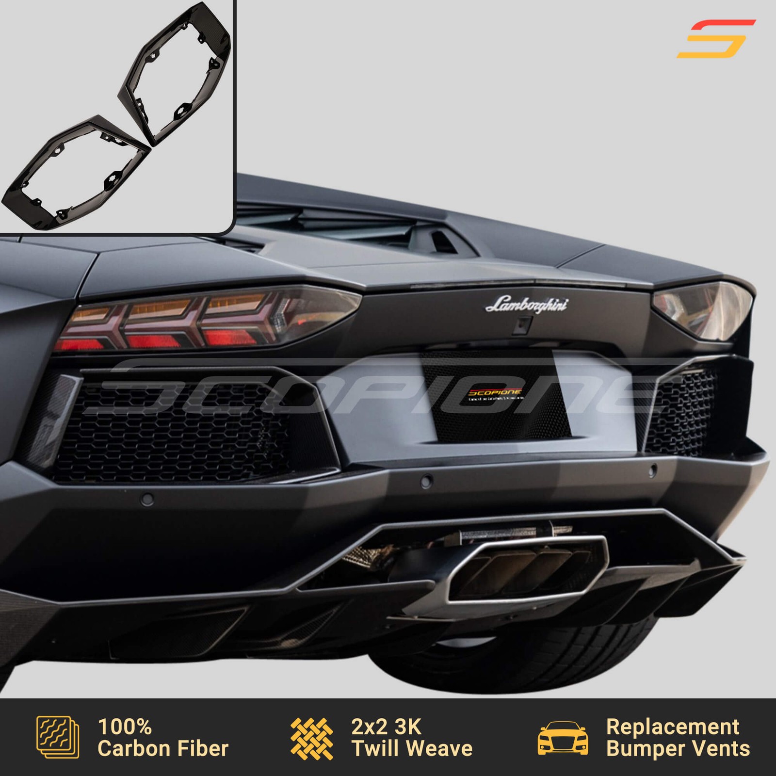 Scopione Carbon Rear Bumper Air Vents for Lamborghini 12-17 Aventador LP700-4
