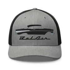 1957 Bel Air Onyx Black 57 Chevy Classic Car Graphic Trucker Cap