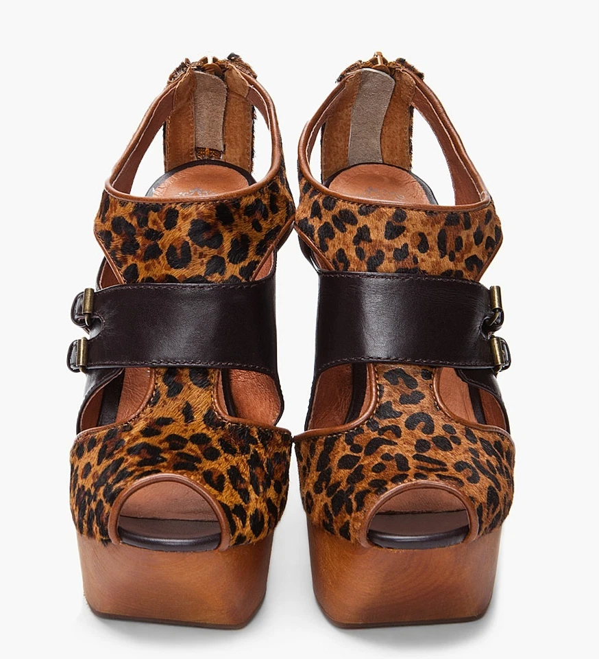 JEFFREY CAMPBELL РОК МЕНЯ ГЕПАРД ПЕЧАТЬ БОТИНОК СЕКСУАЛЬНЫЕ КАБЛУКИ САНДАЛИИ ТУФЛИ НА ТАНКЕТКЕ - Изображение 4 из 4