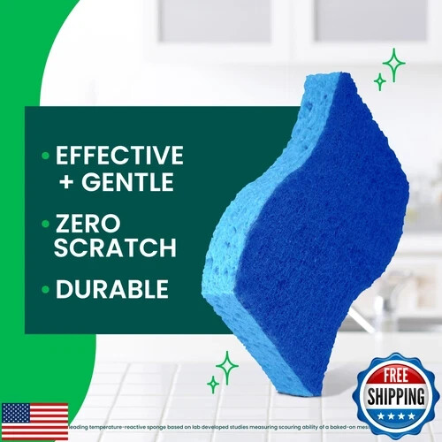 Scotch-Brite Zero Scratch Scrub Sponge, 9 Kitchen Sponges for Cleaning Around - Picture 4 of 5