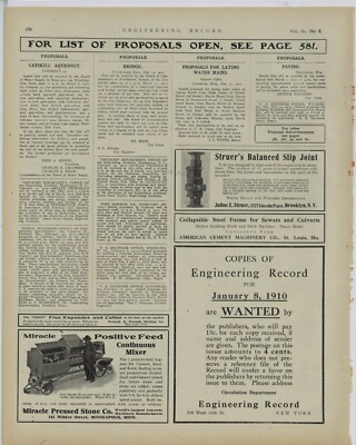 1910 Miracle Pressed Stone Co. Ad: Positive Feed  Continuous Mixer - Minneapolis