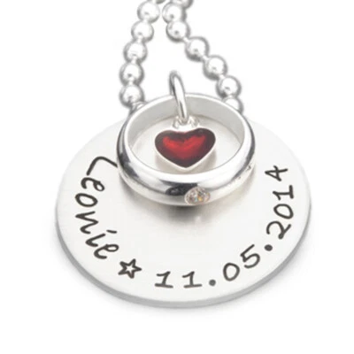 SAMAVAYA Taufkette für Mädchen GESEGNET ROTHERZ 925 Silberkette Gravur Name Taufschmuck