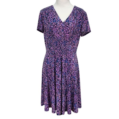 Wisp Womens NWT Babydoll Dress Comfort Purple Floral Jersey Size 10 Dark Cottage