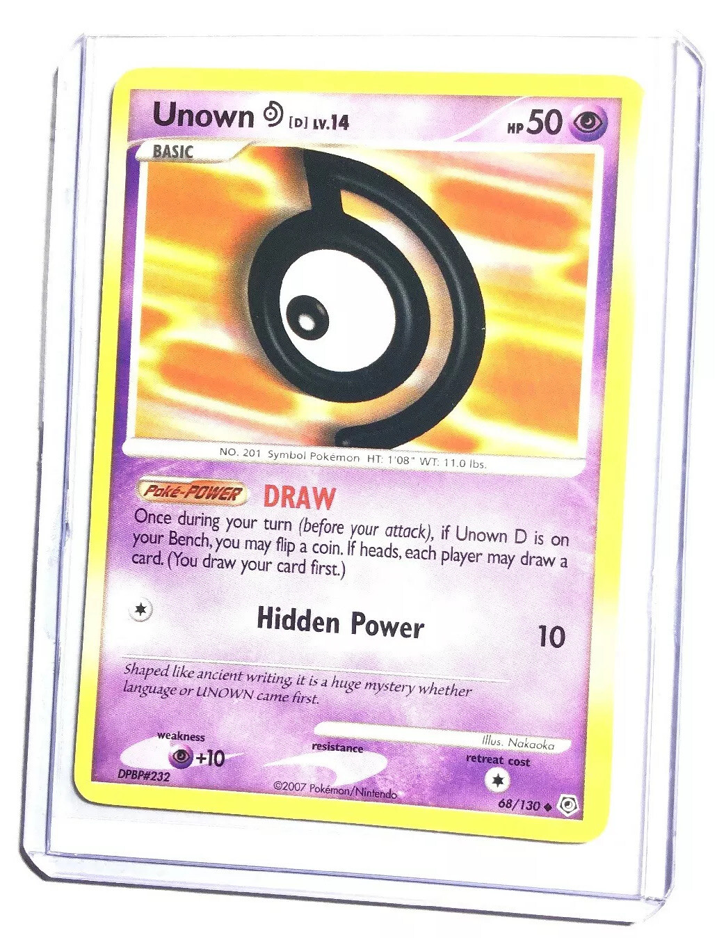 UNOWN D - 68/130 - Diamond & Pearl - Uncommon - Pokemon Card - NM