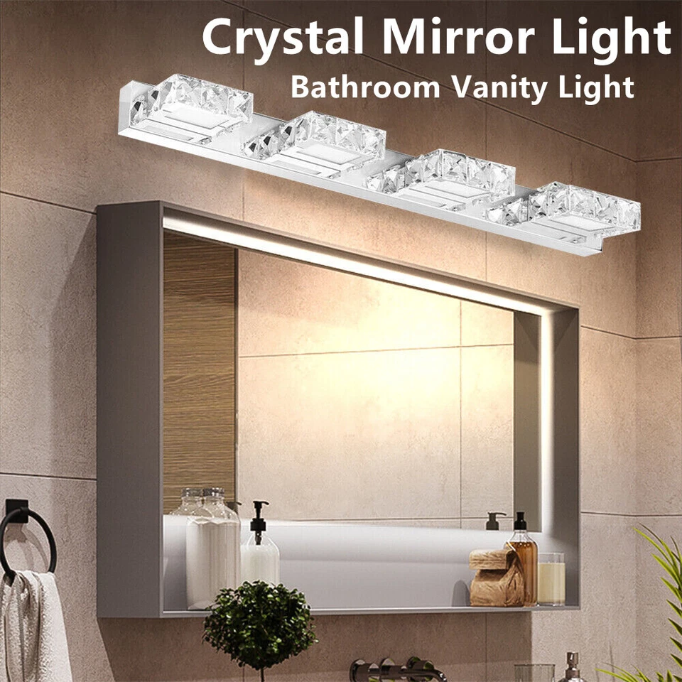 LED Crystal Mirror Lamp Modern Bathroom Vanity Light Fixture Make-up Wall Sconce - Image 2 of 4