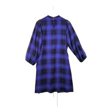 New Ann Taylor Plaid Long Sleeve Dress size Small Purple