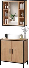 EUGAD Badmöbel Set Badezimmerschrank mit Spiegelschrank Bad Unterschrank Holz