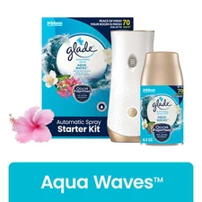Automatic Spray Air Freshener Starter Kit, 1 Holder and 1 Refill, Aqua Waves,