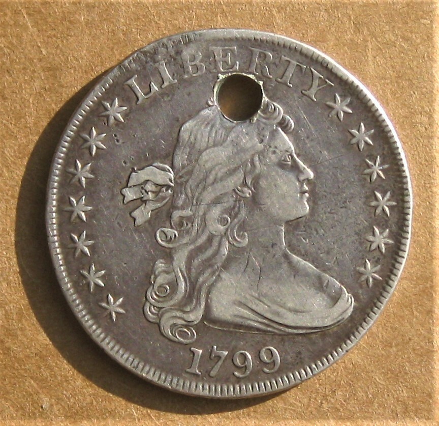 1799 Bust Dollar BB 161 VF Nice Reverse DIE CRACK ! Holed 600 to