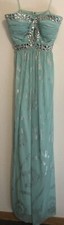 Dress Size 3/4 Strapless Gem Embellish Formal Aqua Silver Prom Morgan & Co 