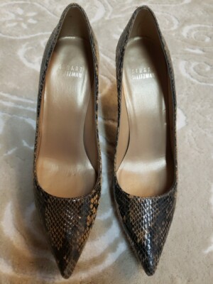 Stuart Weitzman Genuine Snakeskin Heels Pointed Toe Size 7 M