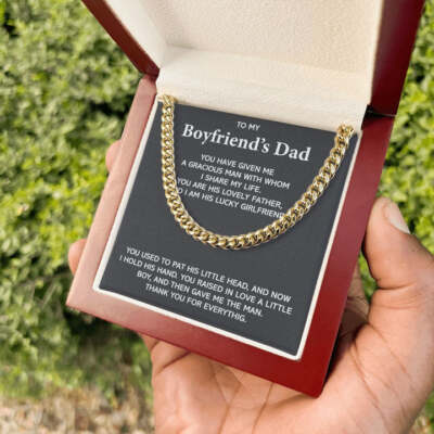 To My Boyfriend's Dad Cuban Link Chain, Christmas Birthday Father's Day Gift