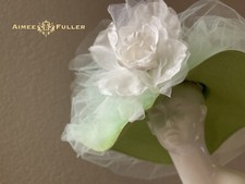 Mint Green Kentucky Derby Hat Big Wide Brim Giant White Rose Royal Ascot Del Mar