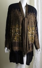 Carole Little Sz 12 L XL Exquisite Long Vintage Rayon Floral Art-to-Wear Jacket