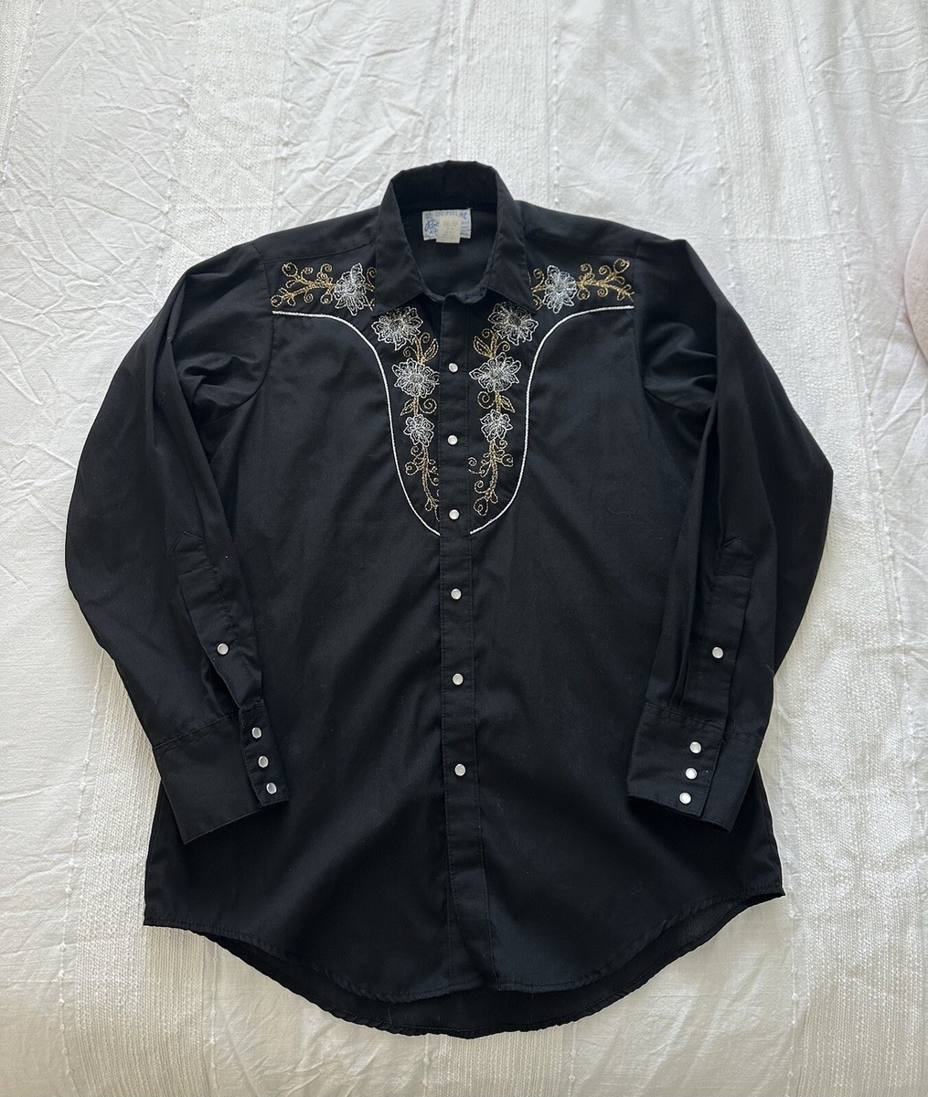 Rockmount Ranch Wear Tru-West Snap Shirt Men 16M Embroidered