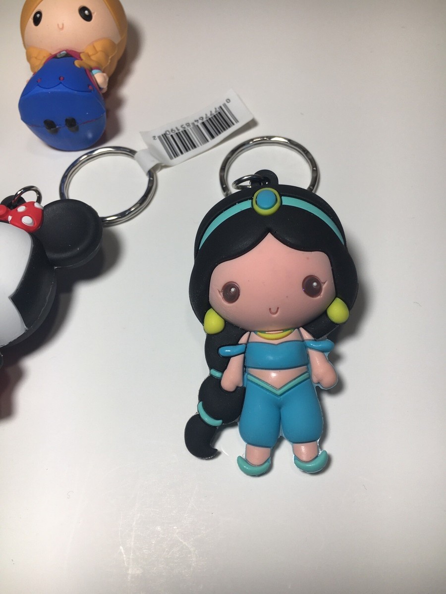Disney 3D Figural Keychain Lot Of 7 Simba Minnie Jasmine Elsa Anna