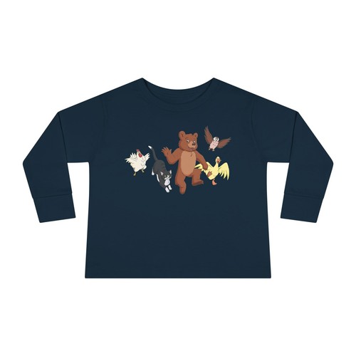 Little Bear & Friends Cat Owl Hen Duck Animated 90s Long Sleeve Toddler T-Shirt - Picture 10 of 12