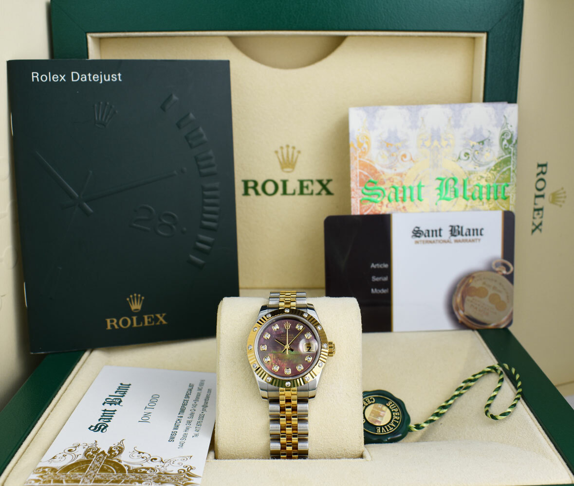 ROLEX LADIES 18kt Gold & SS Datejust Tahitian MOP Diamond