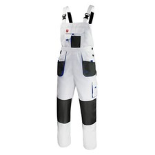 New WORK TROUSERS Men Bib & Brace Overalls Painters Decorators White-Blue HQ