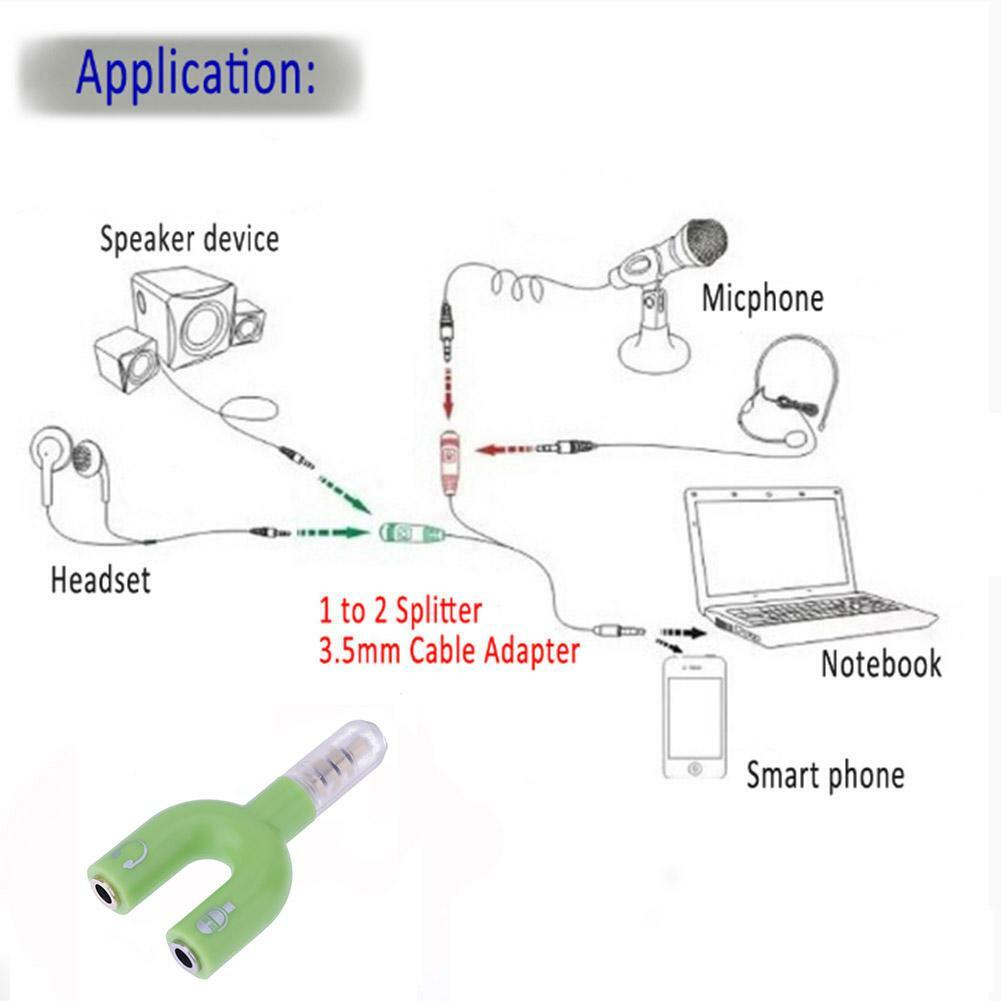 3.5mm Stereo Audio Jack Earphone Headphone 2 Way U Splitter Adapter #MY |  eBay