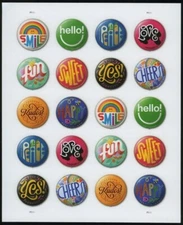 US #5919a-28a 5928c Pinback Buttons Imperf Sheet Pane of 20 without die cuts NDC