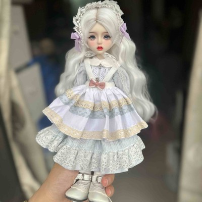 30cm Full Set BJD Doll Wig Cute Girl Woman Eyes With Face Makeup Dress Gift Toys