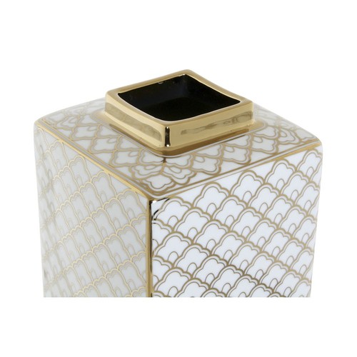 Jarrón DKD Home Decor 14,5 x 14,5 x 30 cm Porcelana Dorado Blanco - Imagen 2 de 3