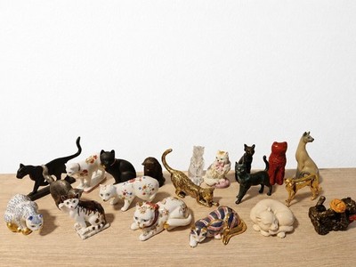 20 Franklin Mint Porzellan Messing Katze Cat Curio Cabinet  Collection 1986-88