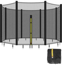 10FT 8 Poles Round Replacement Trampoline Safety Enclosure Net With Zipper