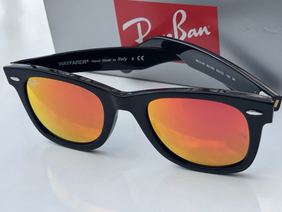 NEW Ray-Ban RB2140 Original WAYFARER 901/69 Orange MIRROR