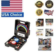 Durable AC Manifold Gauge Set with Brass and Aluminum - Ideal for HVAC Needs