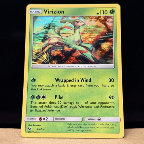 Holo Virizion 8/73 Holo Rare Shining Legends Pokemon English NM - Print Lines