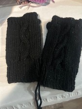 sparkley black hand knit fingerless gloves