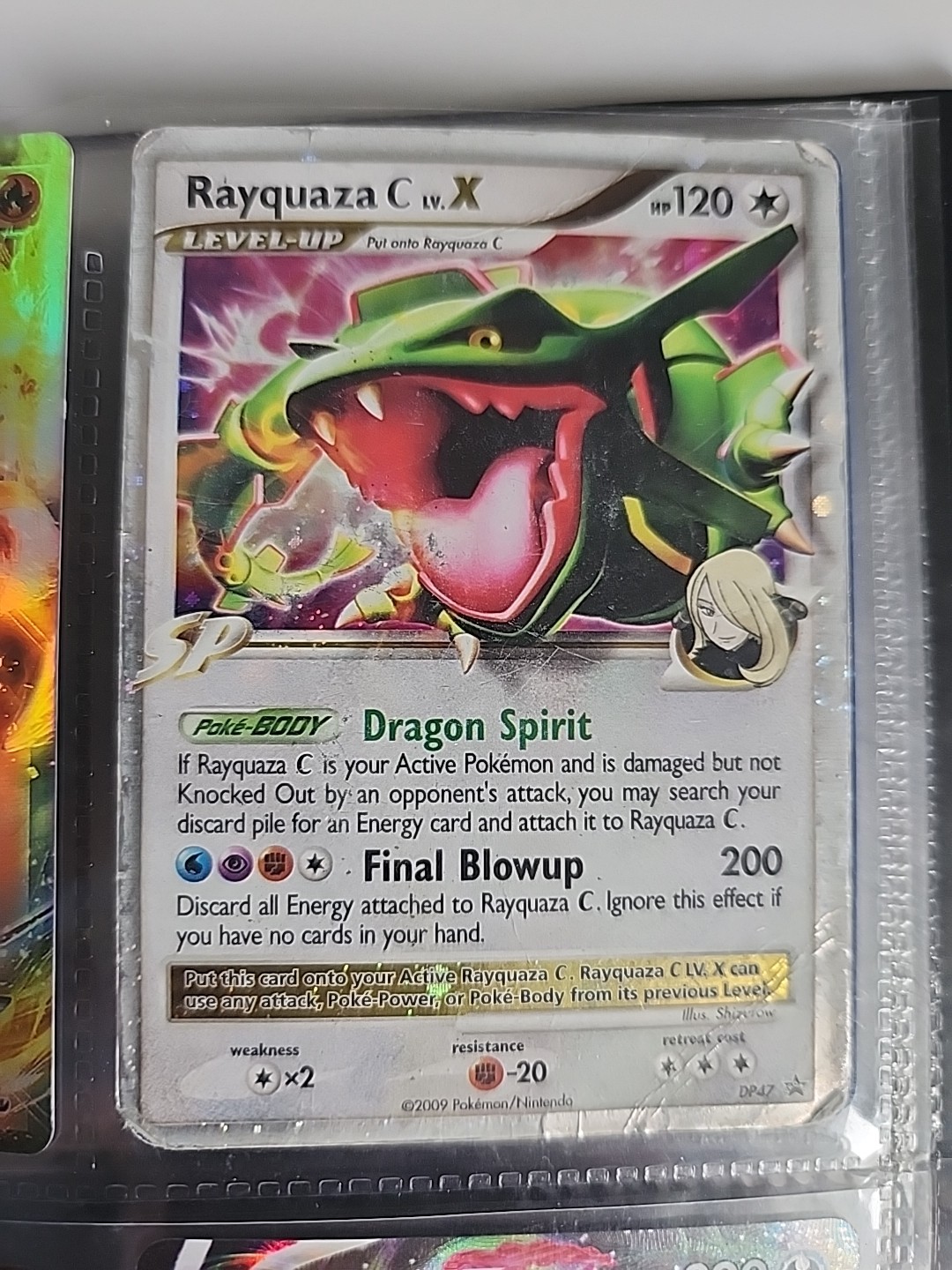 Pokemon TGC 2009 Rayquaza C Lv.X DP47 Black Star Promo Holo Card With Play Wear