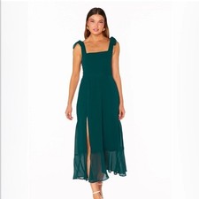Show Me Your Mumu Claire Midi Dress in Emerald Chiffon New With Tags Size Medium
