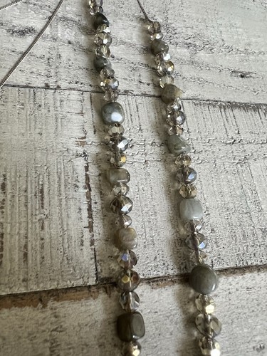 Lucas Lameth LUC 925 Sterling Silver Opalescent / AB Crystal 36” Necklace #9991 - Picture 3 of 5