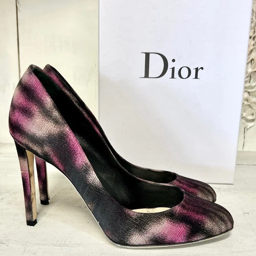 Escarpins à talons aiguilles Dior bout rond violet/noir femme pointure 38/8
