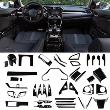 For Honda Civic 10th 16-2021 Bright Black Car Interior Decoration Full Set Cover