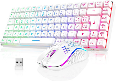 Redthunder 75% Kabelloses Gaming Tastatur Und Maus Set, QWERTZ DE Layout, 85 Tas