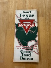 Vintage Conoco Texas Official Road Map Fold-O...