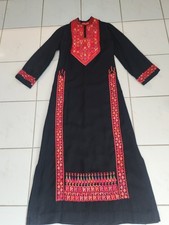 Vntg Palestinian Thobe Handmade/Hand Detailing Blk Dress w/Red Detailing szS GUC