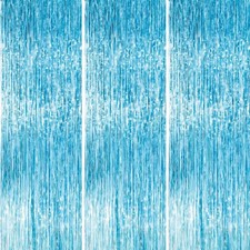 PartyWoo Light Blue Streamers Backdrop 3pcs Baby Foil 3pcs,