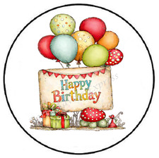 HAPPY BIRTHDAY BALLOONS SIGN ENVELOPE SEALS LABELS STICKERS PARTY FAVORS