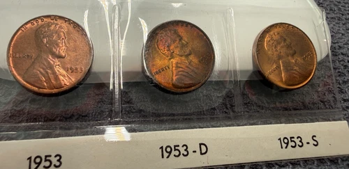 AU/UNC 1953 P-D-S Lincoln Wheat Cent Year Set