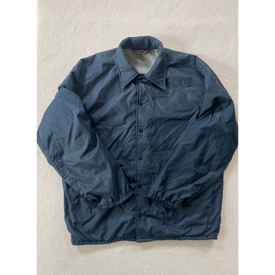 Pla-Jac Mens Large Coaches Jacket Navy Blue Vintage Dunbrooke Flannel Lined USA