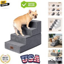 Dog Stairs for Bed 18" H, -Step Dog Steps for High Bed, Grey Pet Steps for ...