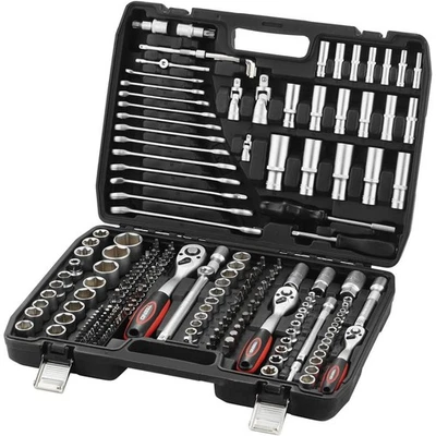 TEENO 216PCS 1/2" 1/4" Socket Set Kit Mechanics Tool Ratchet Wrench Car Repair Toolset
