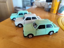 3 Trabbi Modelle 601-S, Mint,Weiß, Metall Mit Rückzugmotor